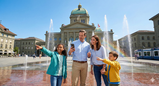 Audio guide image showing Bundesplatz Federal Square for Uvamai Niche Tourism's Bern Self-Guided Audio Tour.