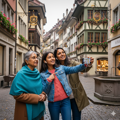 Medieval streets in Basel captured during the Uvamai Niche Tourism self-guided audio tour in this detailed image.