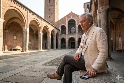 Self-guided audio tour of Basilica di Sant'Ambrogio by Uvamai Niche Tourism, showcasing the historic basilica exterior.