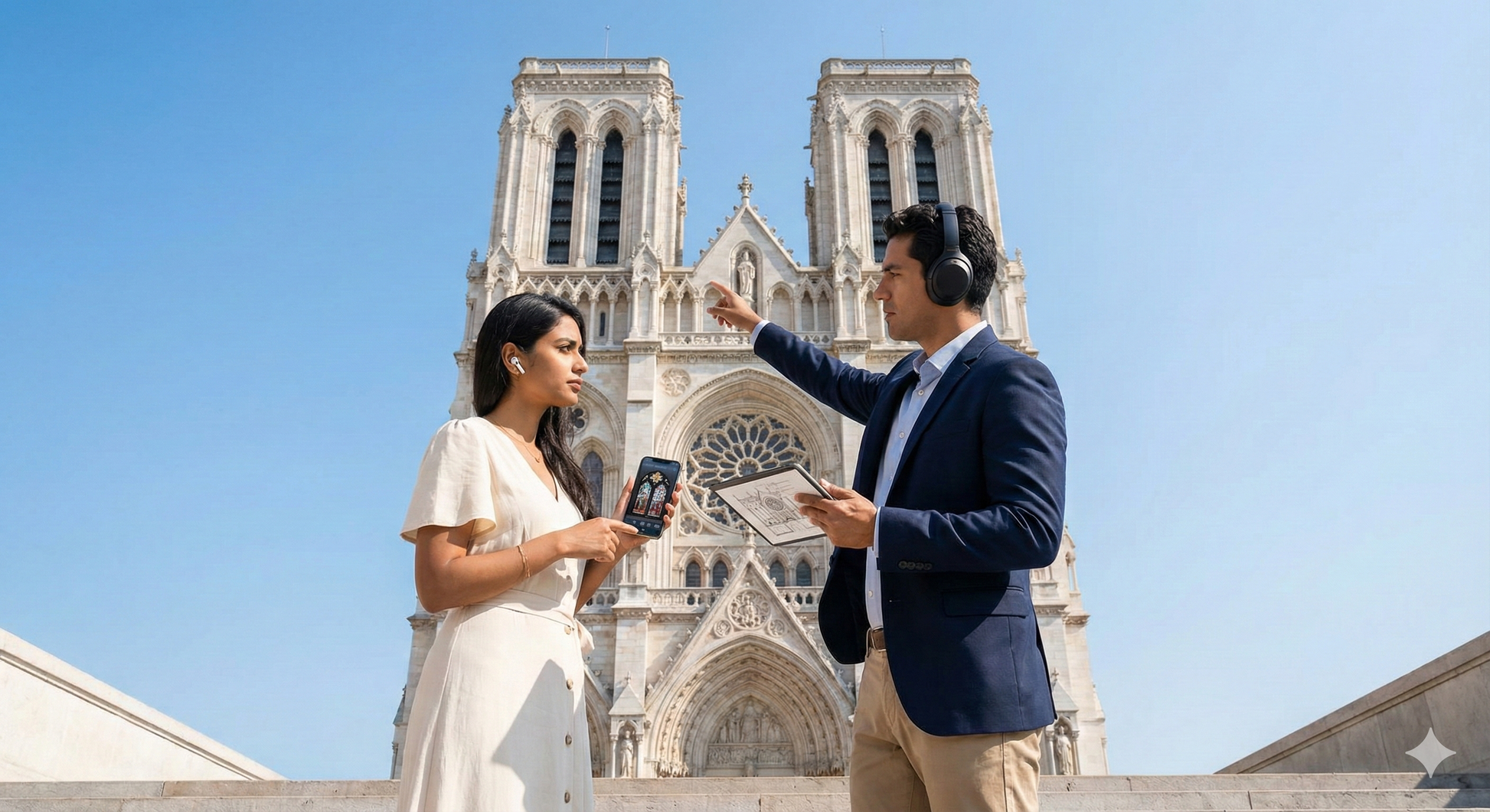 Self-guided audio tour by Uvamai Niche Tourism showing a historic basilica in Venice with ornate architecture and bright sky.