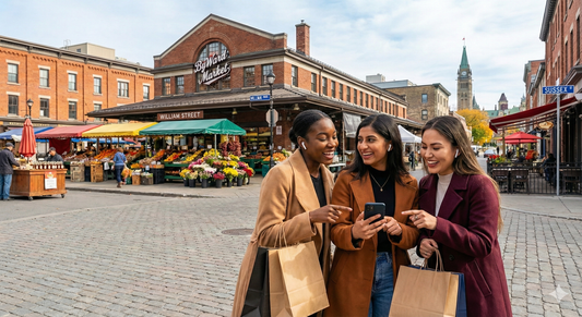 Self-guided audio tour of Ottawa's Byward Market Historic District by Uvamai Niche Tourism, featuring vibrant market scenes and historic landmarks.