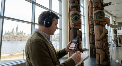 Ottawa self-guided audio tour by Uvamai Niche Tourism showing the Canadian Museum of History across the Ottawa River.