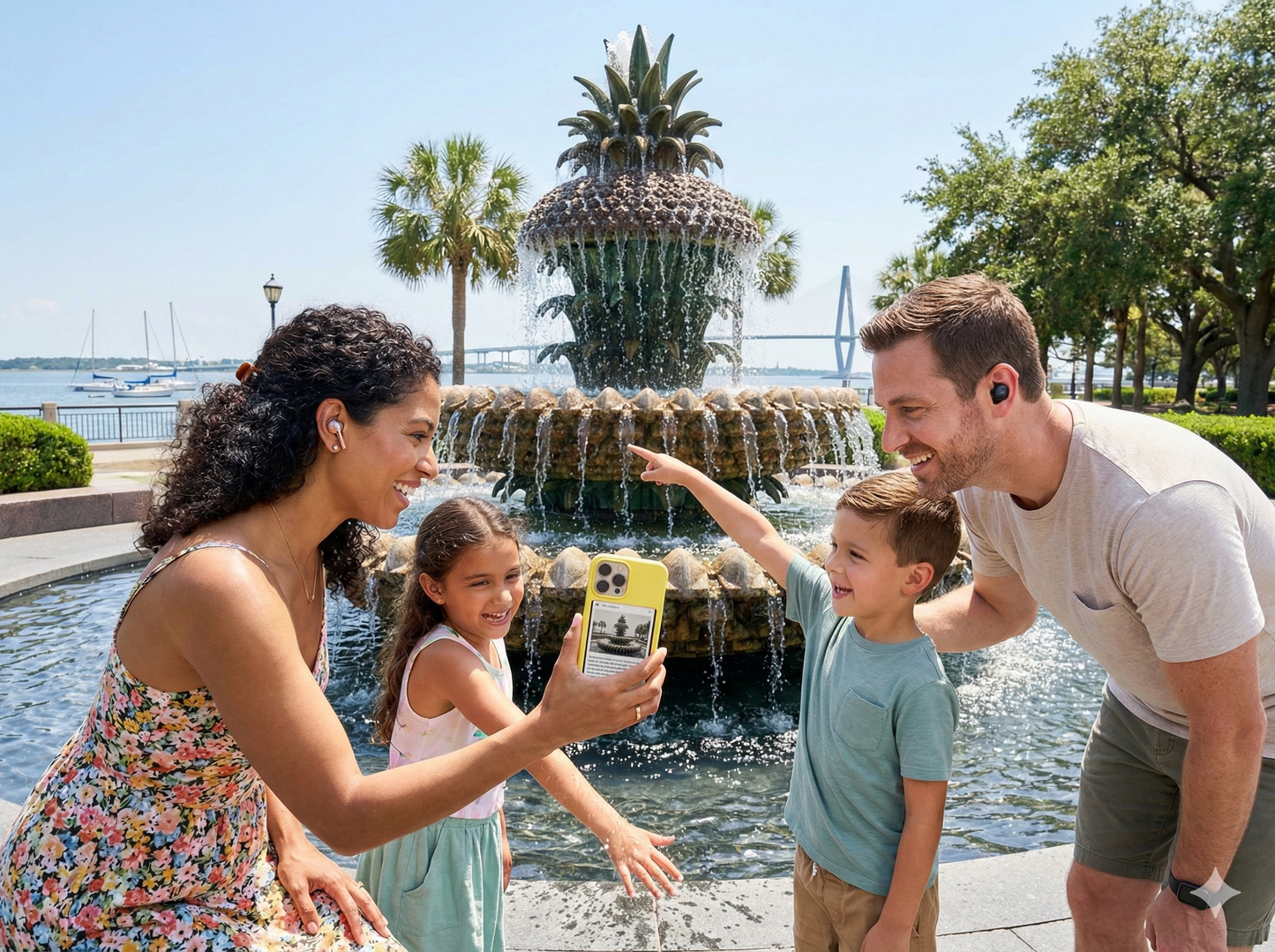 Self-guided audio tour of Charleston Waterfront Park by Uvamai Niche Tourism, featuring scenic views and historic landmarks.
