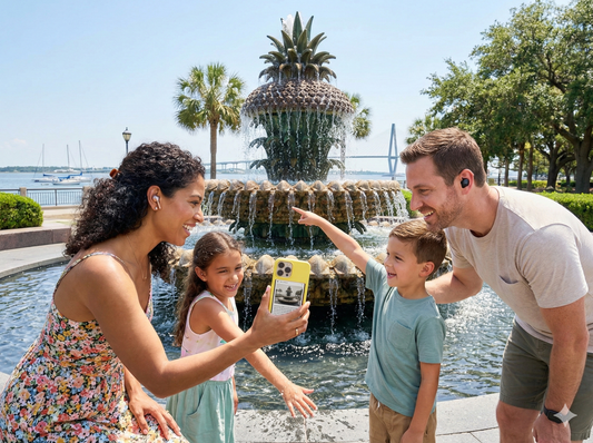 Self-guided audio tour of Charleston Waterfront Park by Uvamai Niche Tourism, featuring scenic views and historic landmarks.