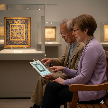 Audio tour device for Dublin's Chester Beatty Library by Uvamai Niche Tourism, featuring headphones and tour controls.