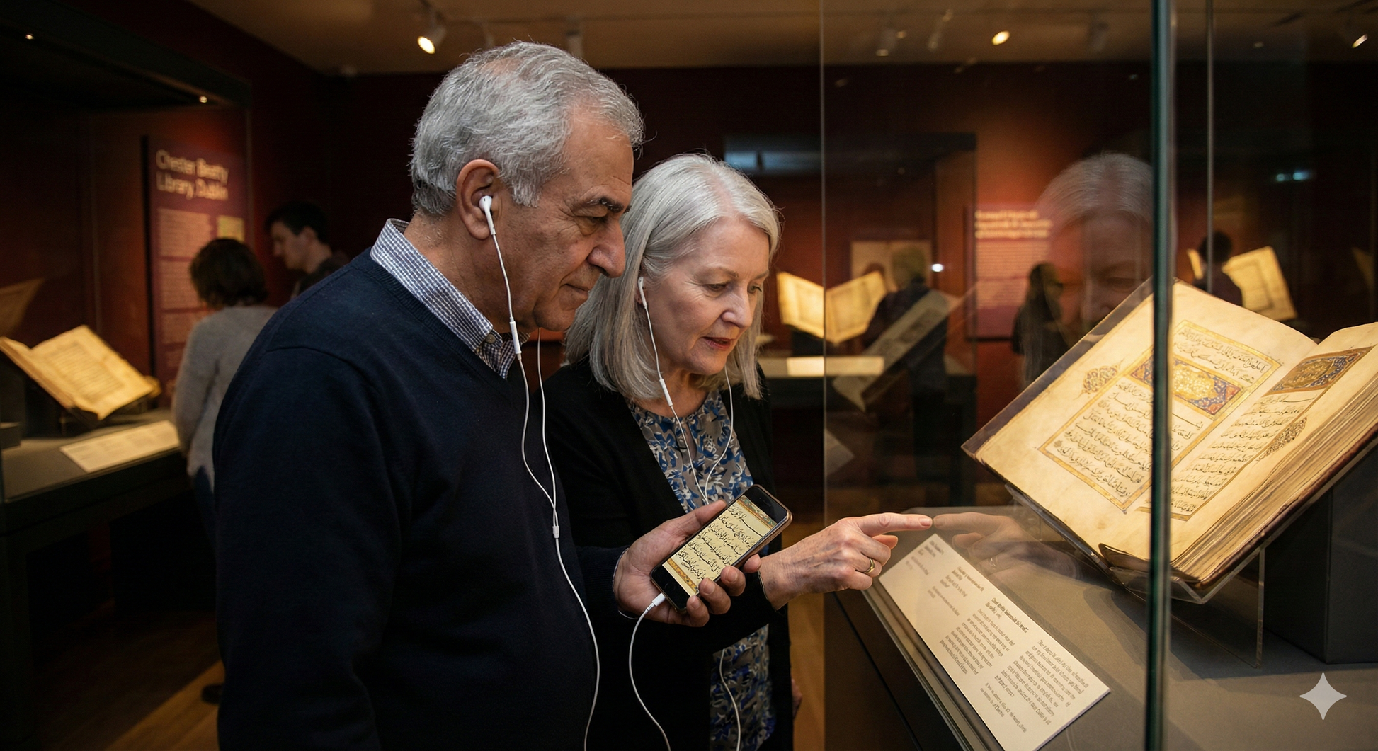 Chester Beatty Library in Dublin with Uvamai Niche Tourism's self-guided audio tour headset and guidebook in front.