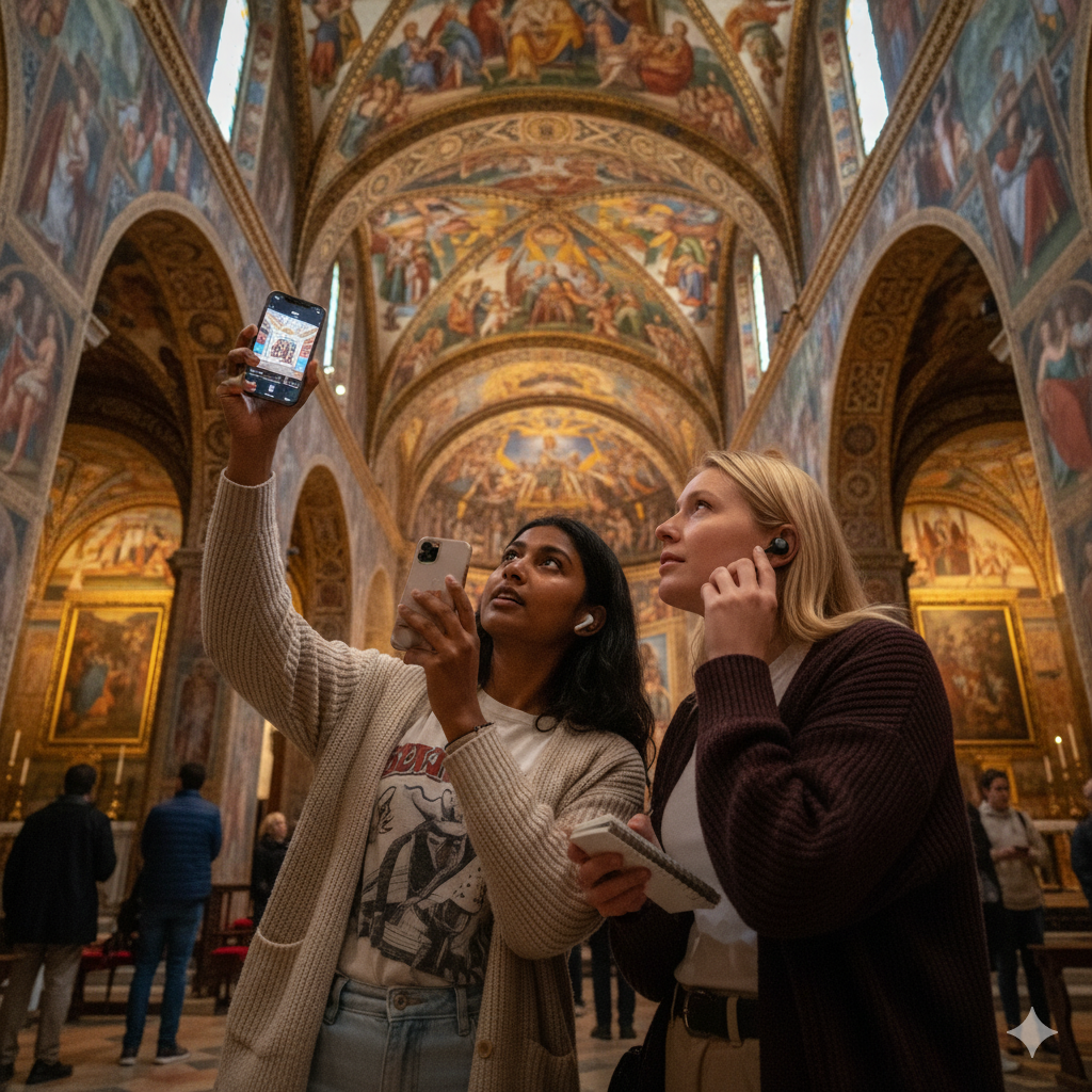 Self-guided audio tour of Milan with Uvamai Niche Tourism, featuring the Church of San Maurizio al Monastero Maggiore.