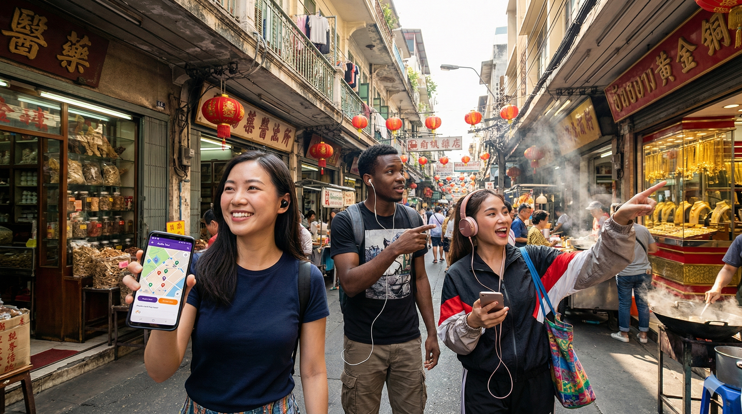 Audio guide image showing Chinatown Bangkok Yaowarat Road for Uvamai Niche Tourism's self-guided tour in Thailand