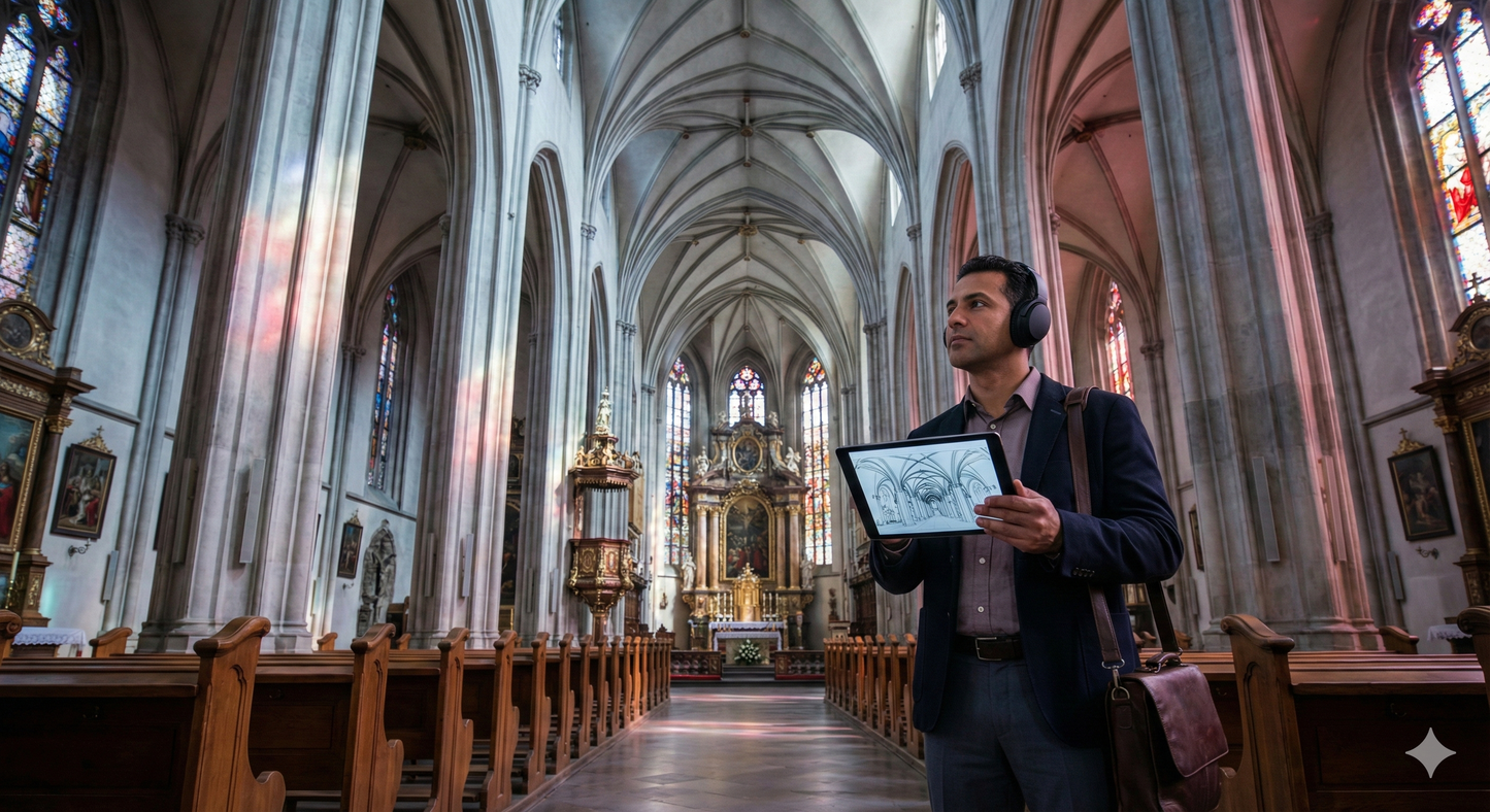 Self-guided audio tour image of Corpus Christi Church in Kazimierz, Krakow, by Uvamai Niche Tourism.