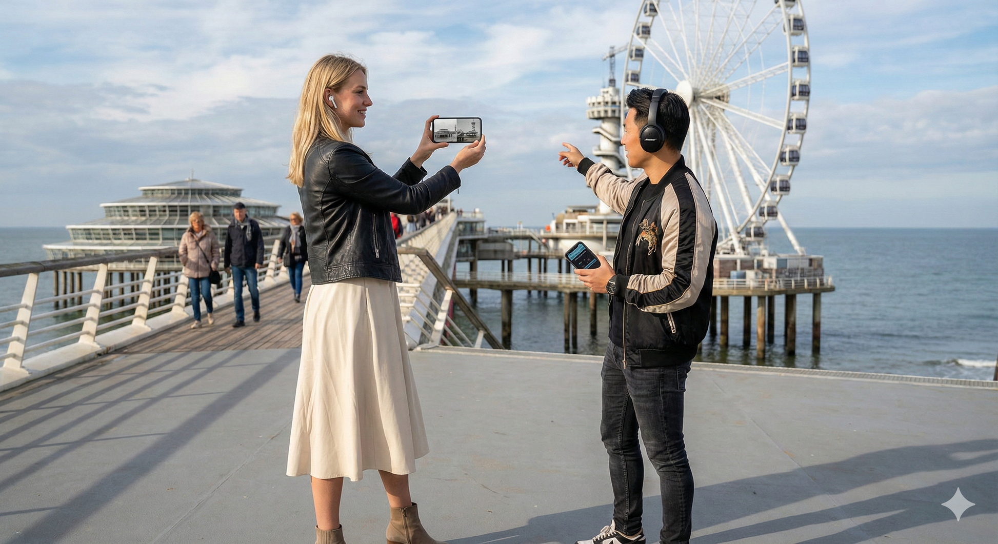 Audio tour device featuring the Hague self-guided tour by Uvamai Niche Tourism with earphones and tour controls.