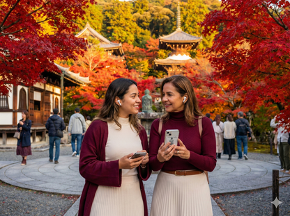 Self-guided audio tour of Eikando Zenrin-ji Temple in Kyoto by Uvamai Niche Tourism, showing temple grounds and traditional architecture.