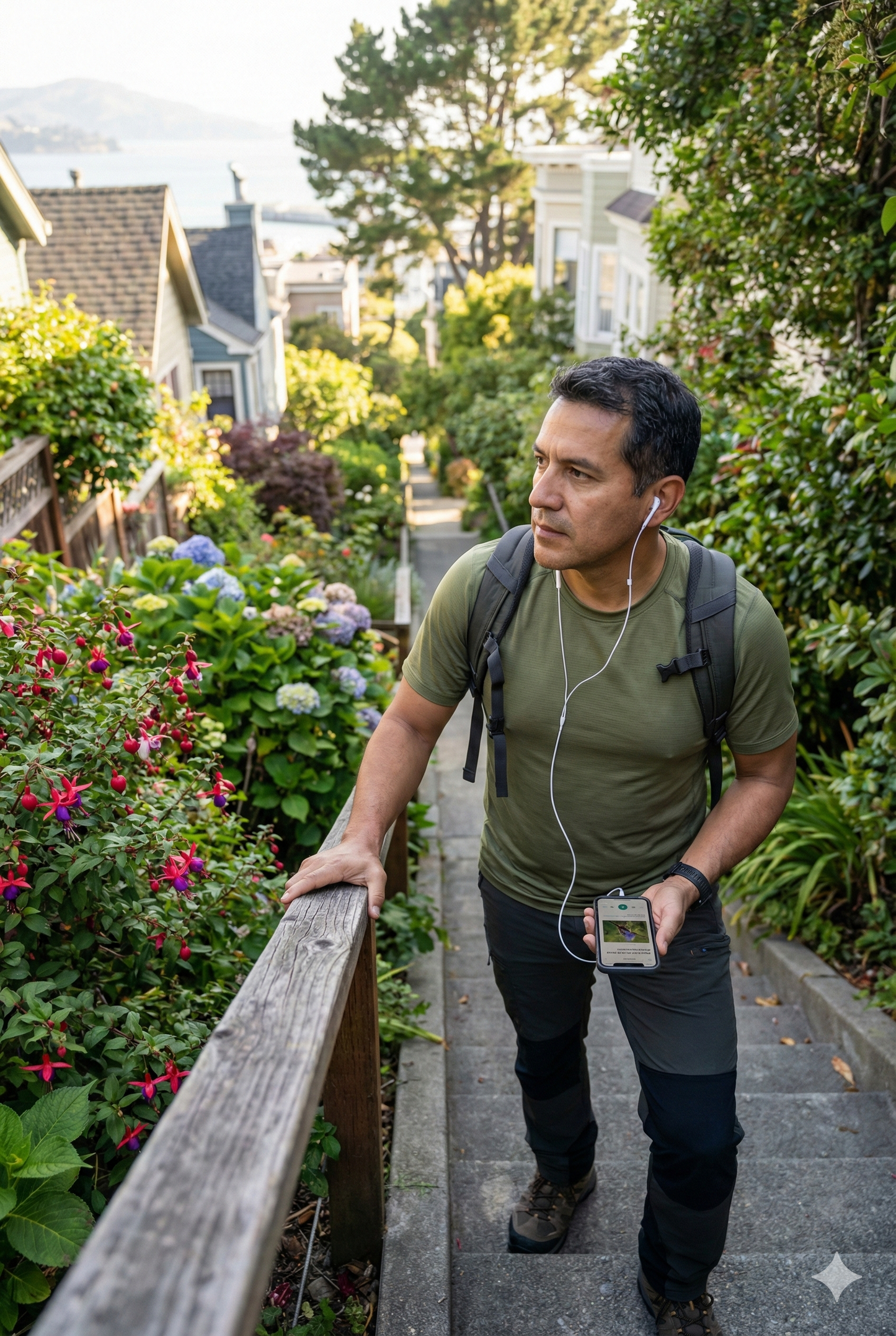 Self-guided audio tour of San Francisco by Uvamai Niche Tourism, featuring historic Filbert Steps and scenic city views.