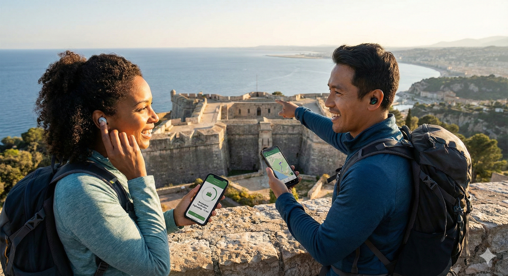 Self-guided audio tour by Uvamai Niche Tourism featuring Fort Mont-Alban with audio device and scenic views.