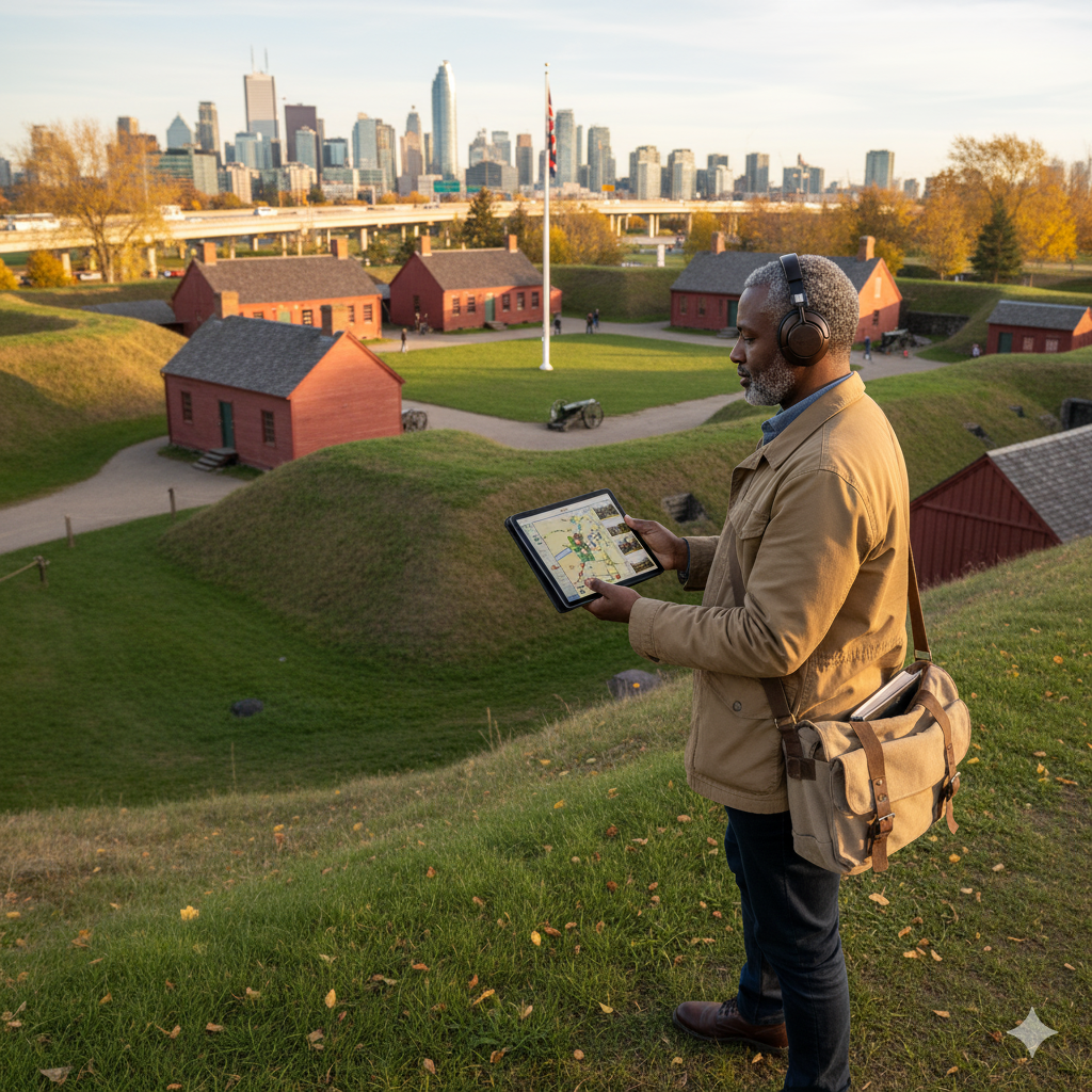 Audio guide for Toronto's Fort York National Historic Site, featuring historic landmarks and scenic views by Uvamai Niche Tourism.