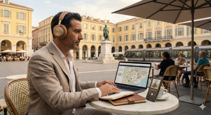Self-guided audio tour of Garibaldi Square by Uvamai Niche Tourism, showing historic square with statues and vibrant surroundings.
