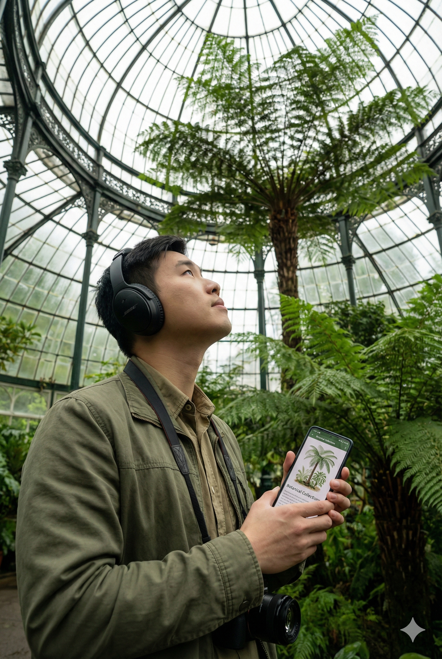 Self-guided audio tour of Glasgow Botanic Gardens by Uvamai Niche Tourism, showing lush greenery and garden pathways.