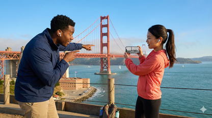 Self-guided audio tour of San Francisco featuring views of the Golden Gate Bridge by Uvamai Niche Tourism.