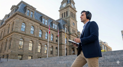 Audio tour guide for Halifax City Hall by Uvamai Niche Tourism, featuring a detailed view of the historic building exterior.