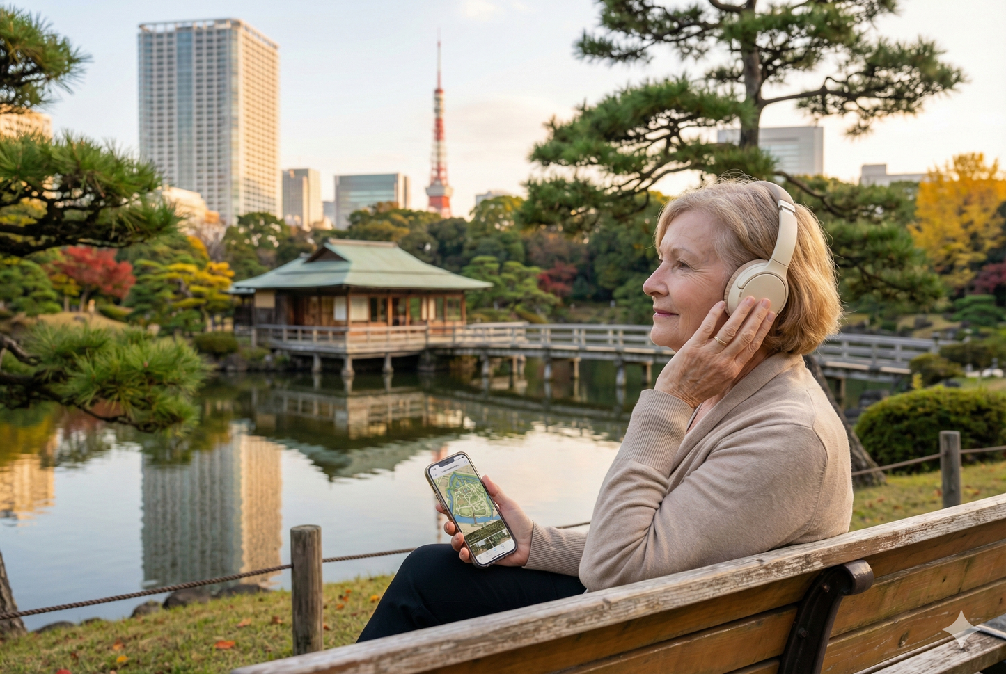 Self-guided audio tour of Hamarikyū Gardens by Uvamai Niche Tourism, featuring scenic views and historical landmarks.