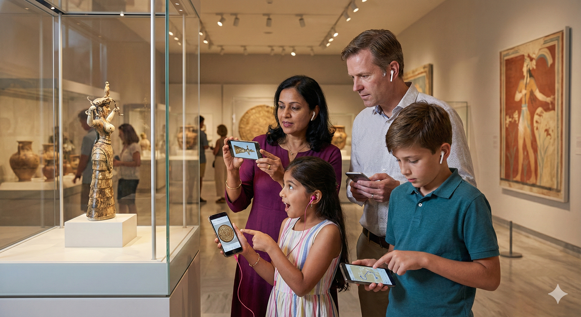 Self-guided audio tour of Heraklion Archaeological Museum by Uvamai Niche Tourism, showcasing museum exhibits and artifacts inside.
