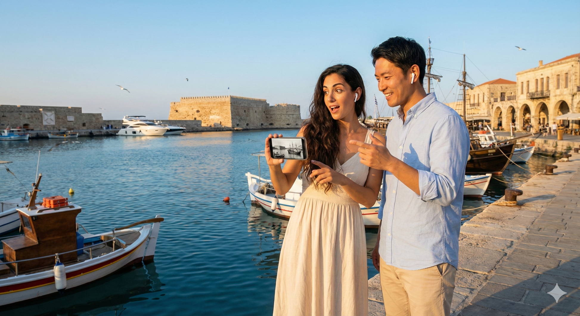 Heraklion self-guided audio tour by Uvamai Niche Tourism, featuring Venetian port views and historical landmarks.