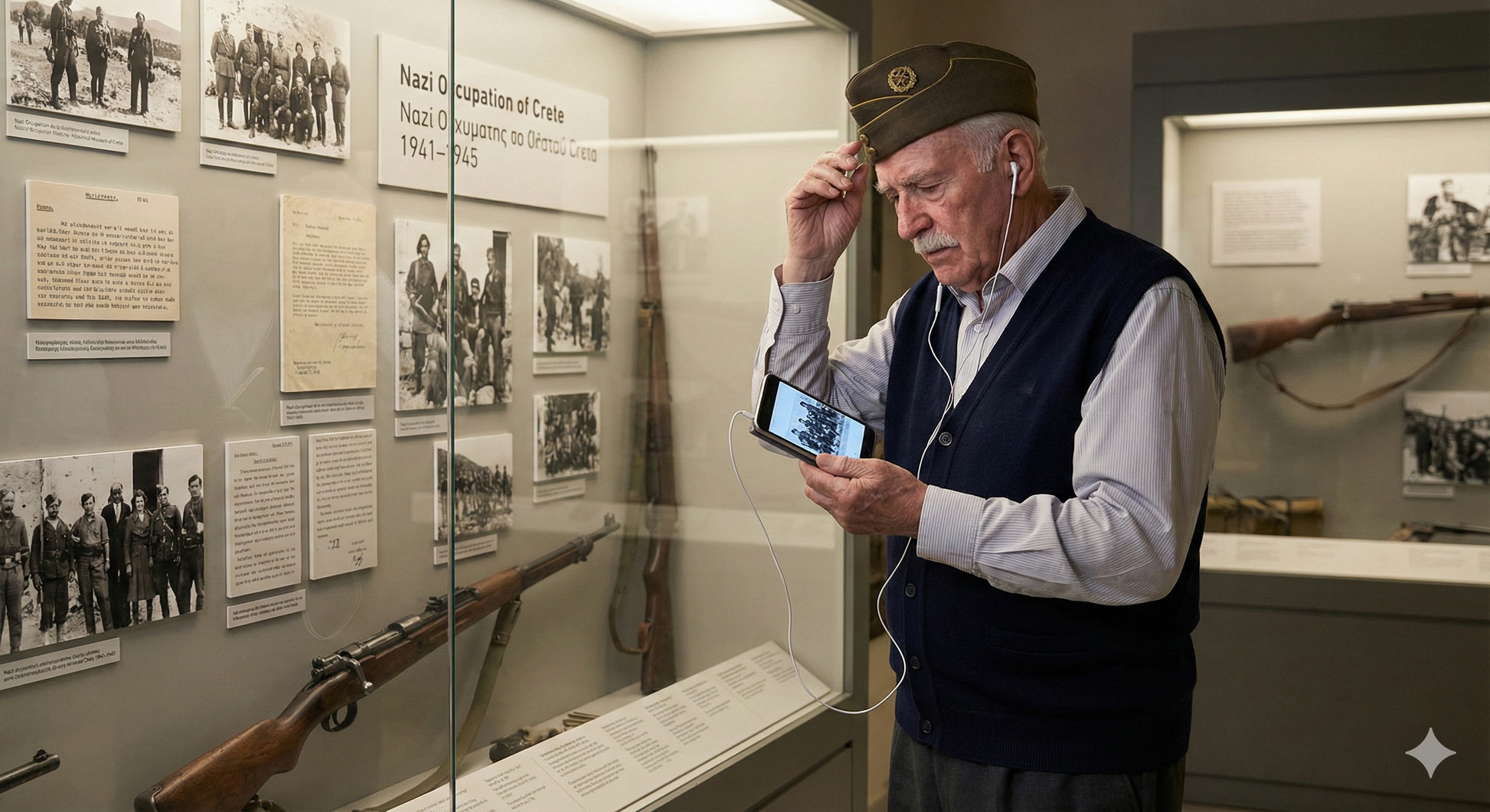 Historical Museum of Crete WWI and WWII veteran exhibit, part of Uvamai Niche Tourism's Heraklion self-guided audio tour.