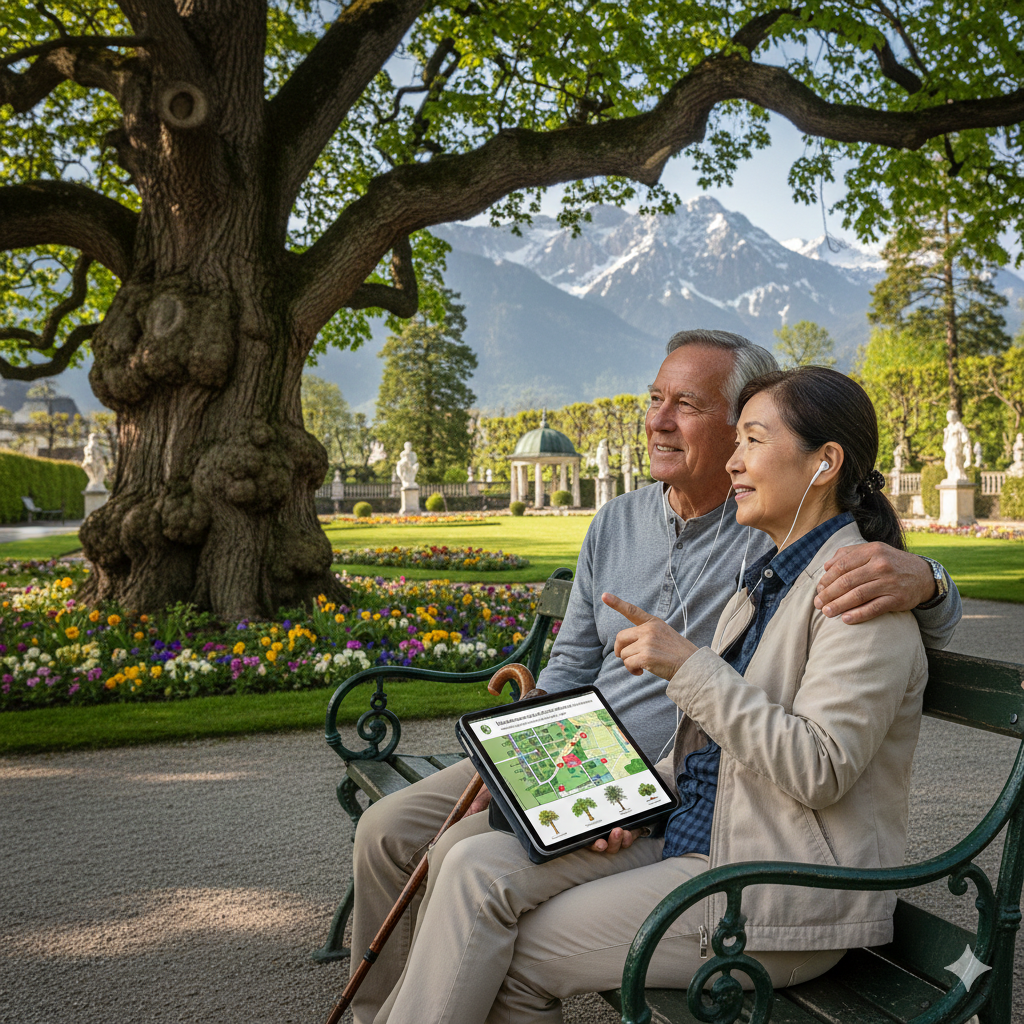 Self-guided audio tour of Hofgarten Imperial Gardens in Innsbruck by Uvamai Niche Tourism with scenic garden views