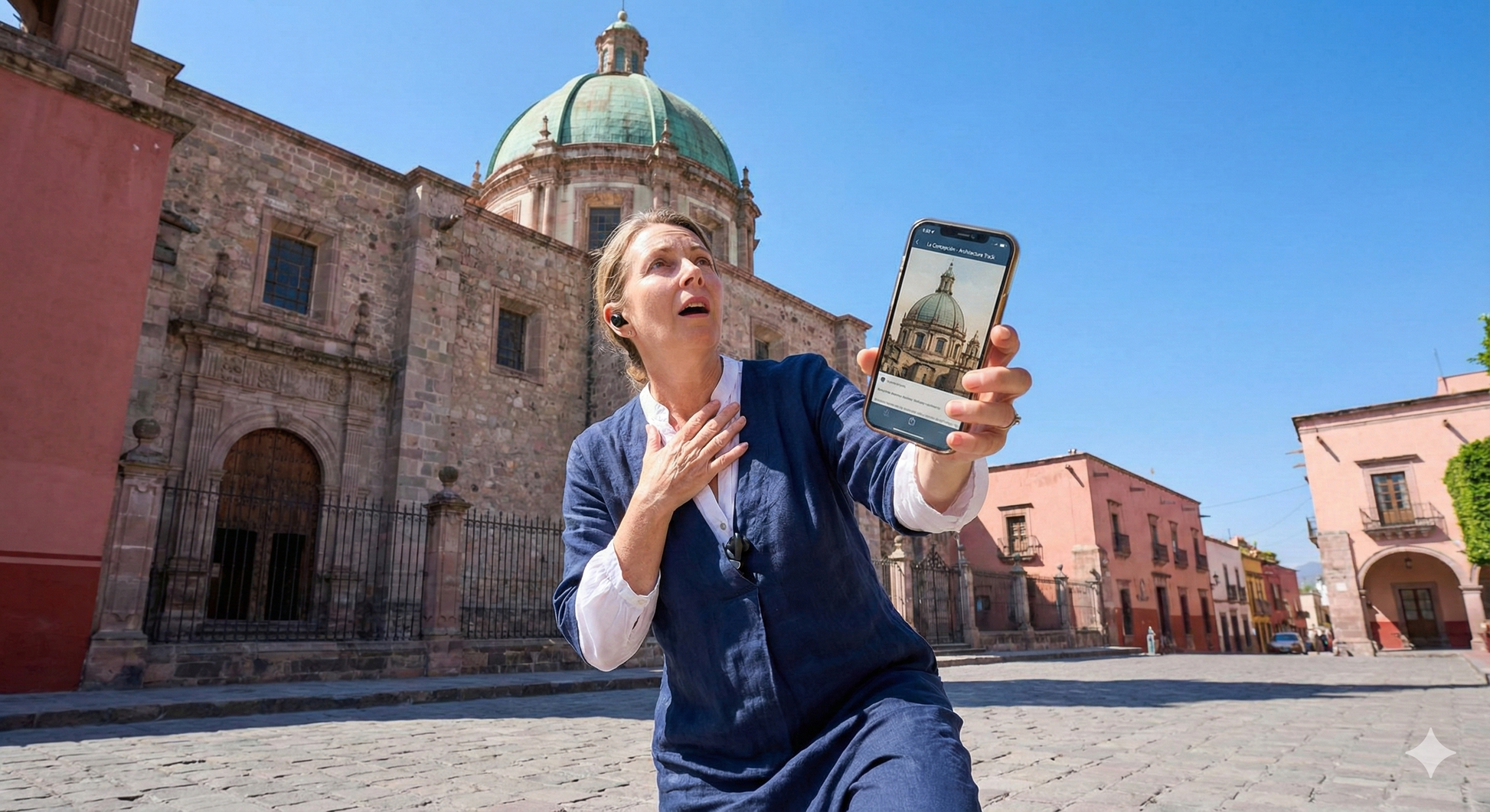 Self-guided audio tour of San Miguel de Allende featuring the Iglesia de la Concepción's iconic dome architecture by Uvamai Niche Tourism.