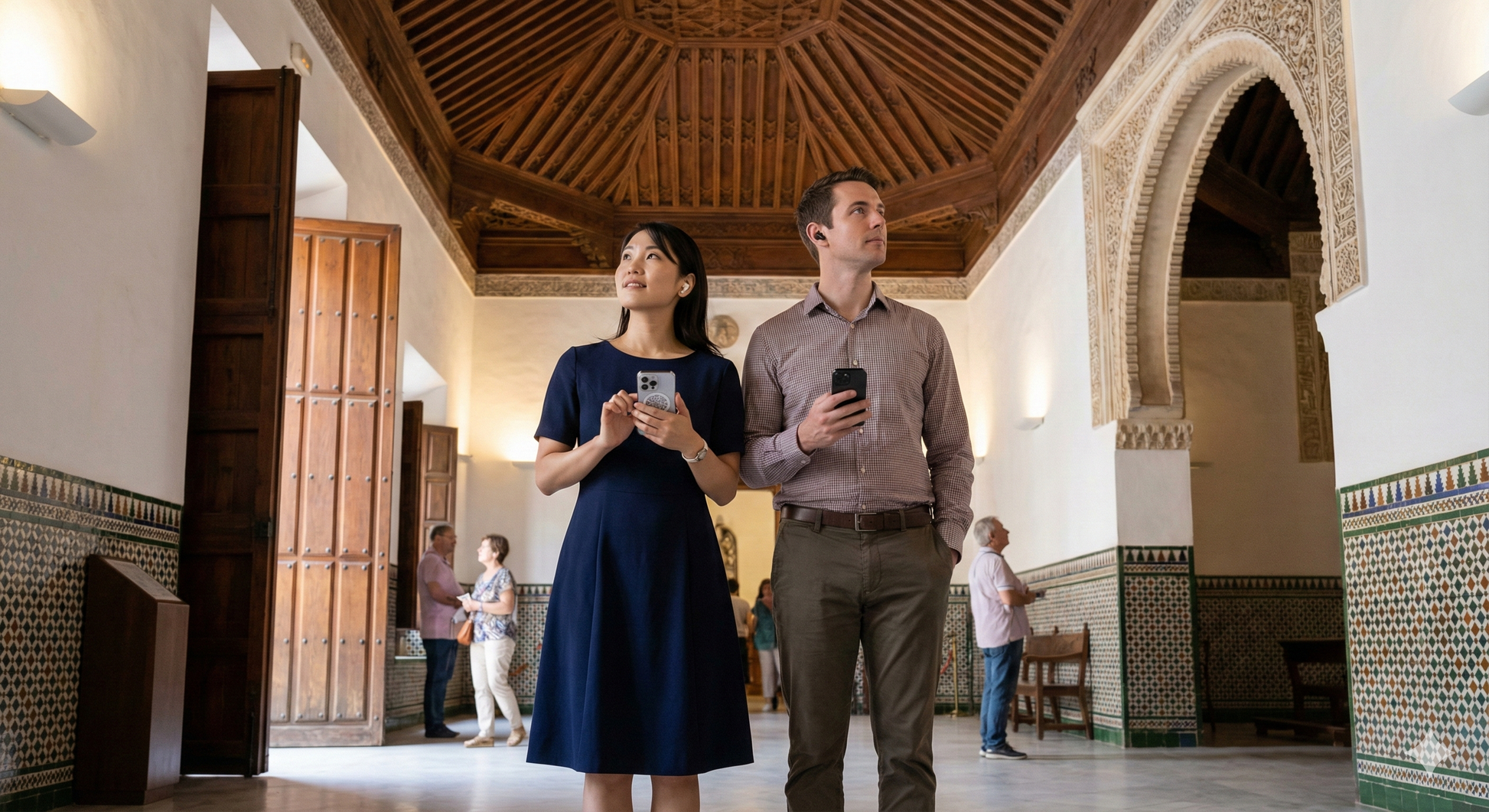 Self-guided audio tour of Iglesia de Los Martires in Malaga by Uvamai Niche Tourism, featuring exterior and surrounding views.