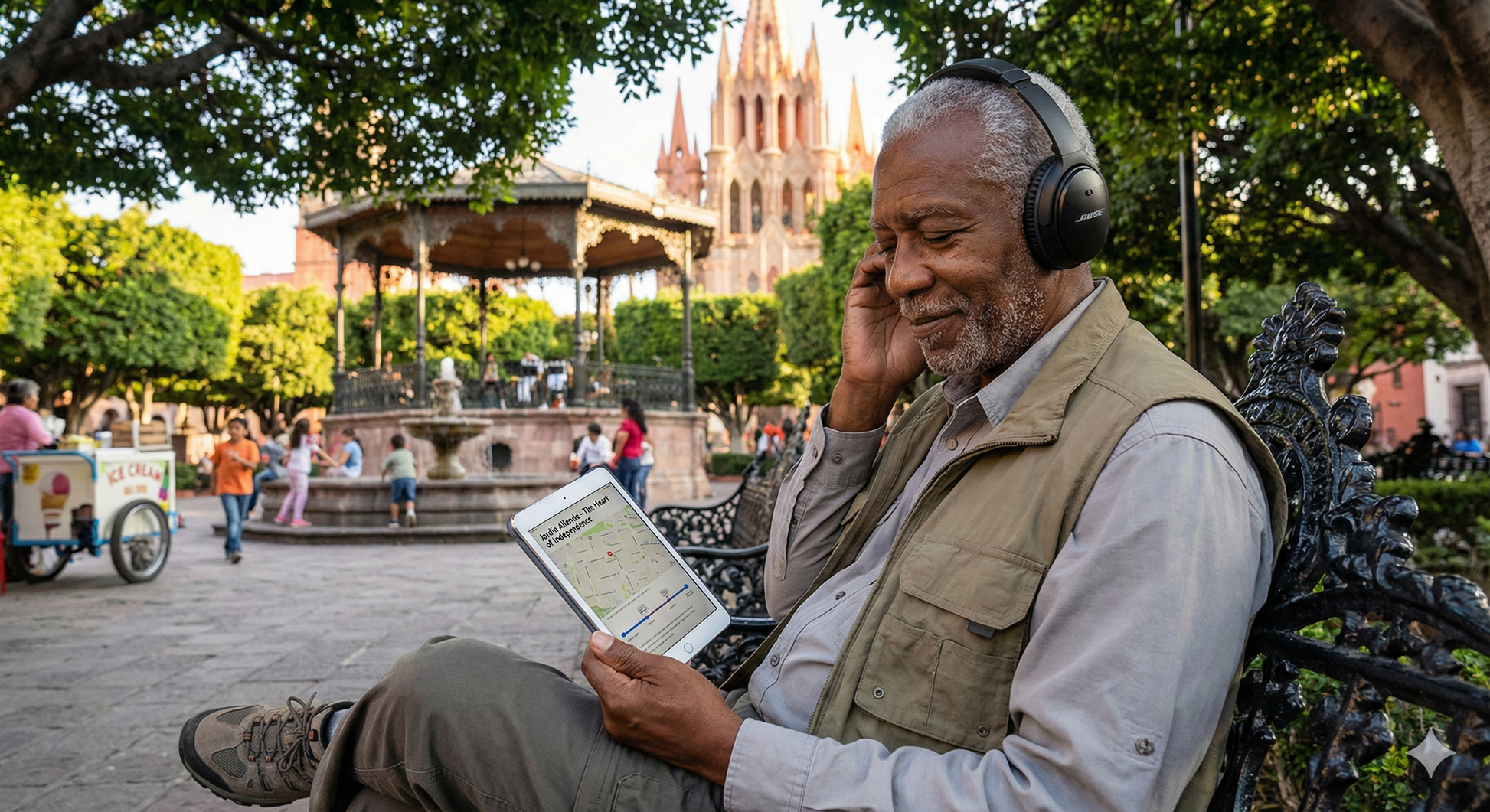 Self-guided audio tour of San Miguel de Allende's central plaza, featuring the Jardin Allende and historic landmarks, by Uvamai Niche Tourism