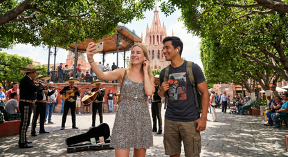 Self-guided audio tour of San Miguel de Allende featuring street musicians, offered by Uvamai Niche Tourism.