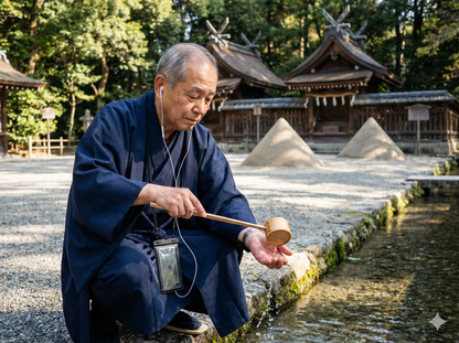Self-guided audio tour map of Kamigamo Shrine in Kyoto, featuring details of the historic site and surrounding area.
