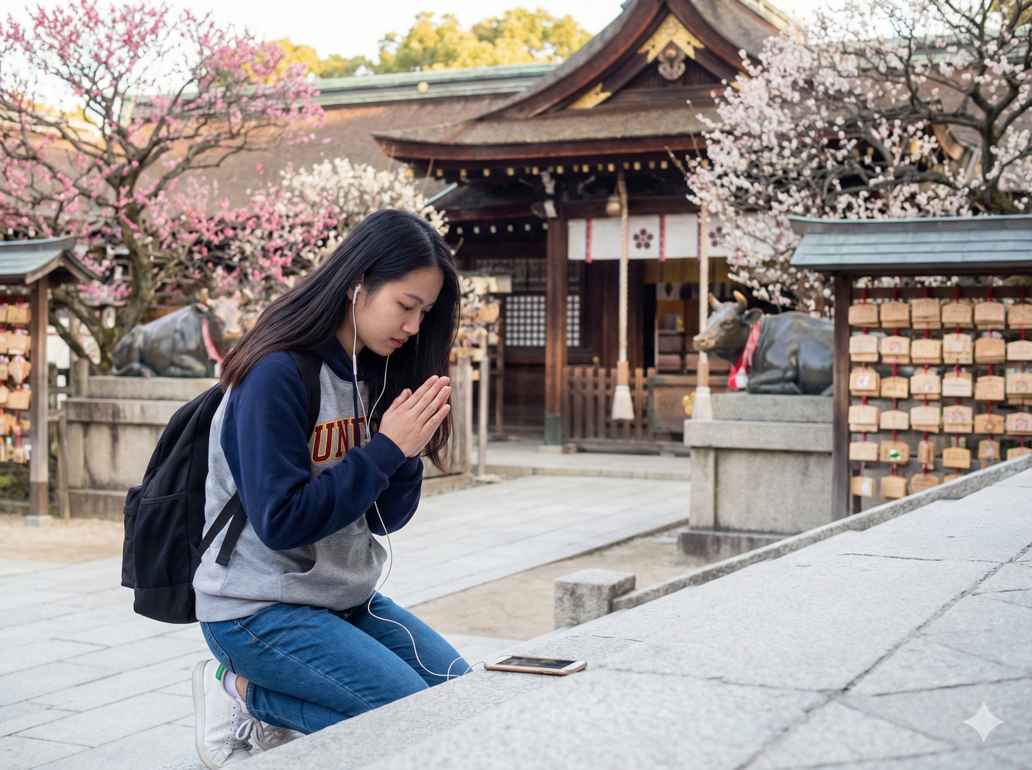 Audio tour device for Kyoto's Kitanotenmangu Shrine, provided by Uvamai Niche Tourism for self-guided exploration.