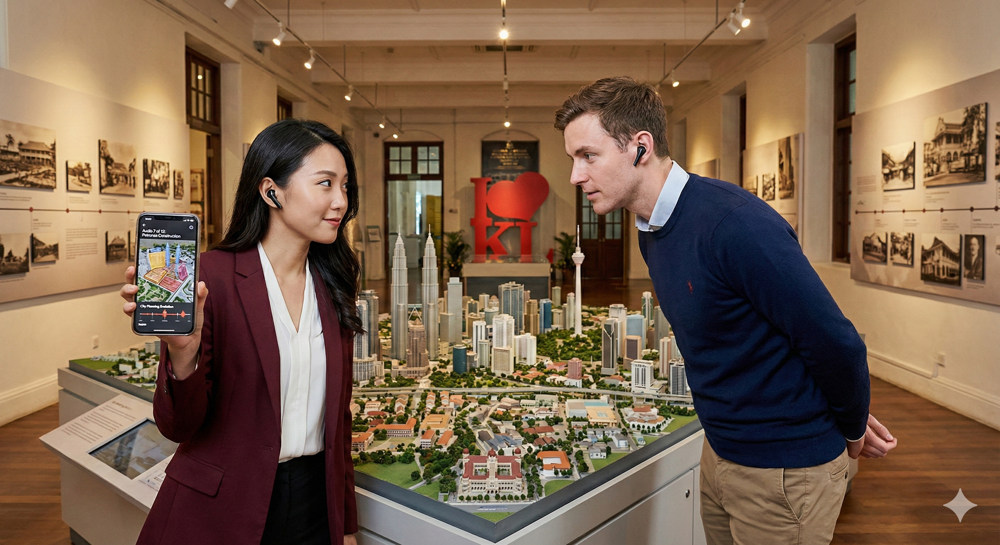 Self-guided audio tour of Kuala Lumpur city gallery by Uvamai Niche Tourism, featuring city landmarks and exhibits.