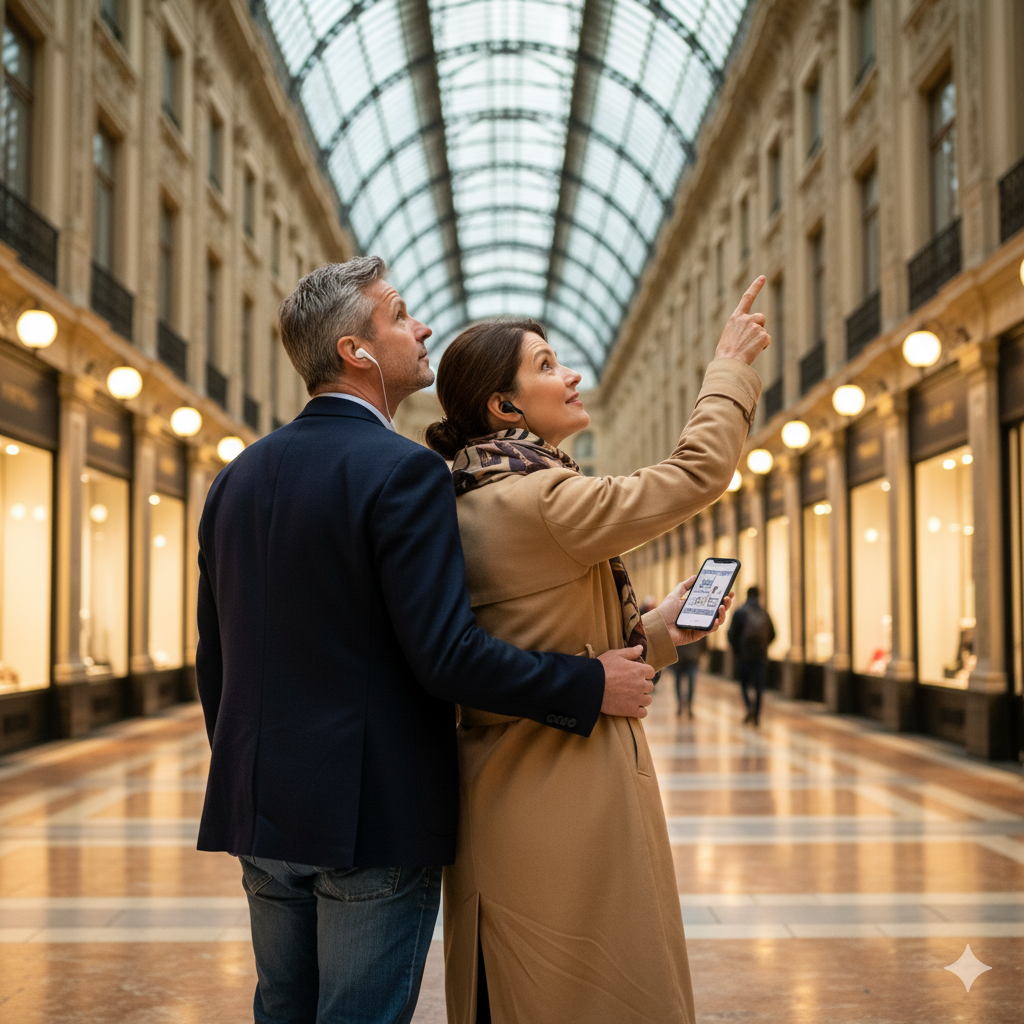 Self-guided audio tour of Les Galeries Royales Saint-Hubert in Brussels by Uvamai Niche Tourism.