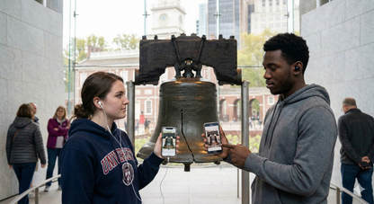 Self-guided audio tour guide for Philadelphia featuring the Liberty Bell Center, produced by Uvamai Niche Tourism.