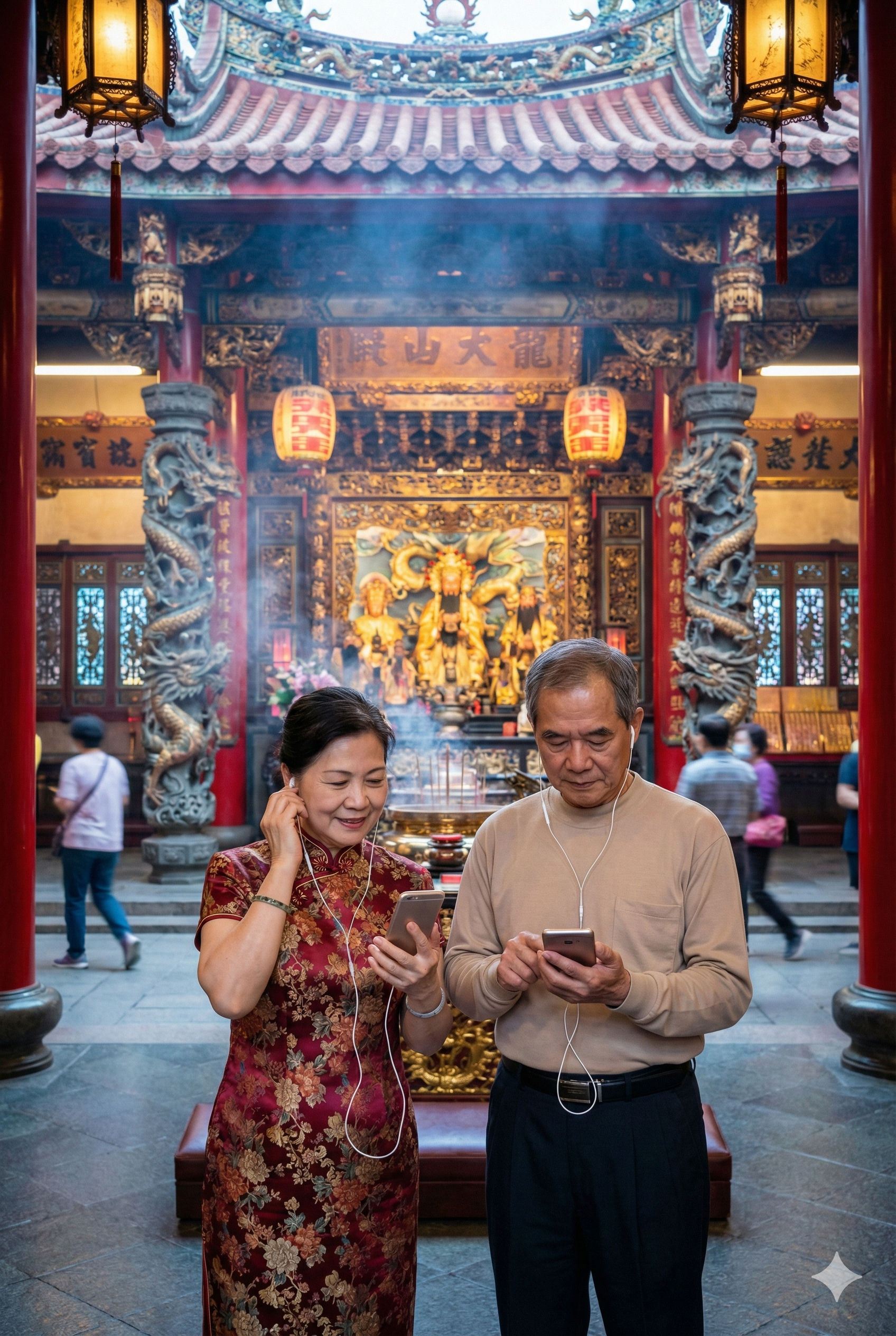 Audio guide device for Longshan Temple in Taipei, part of Uvamai Niche Tourism's self-guided Taipei tour.