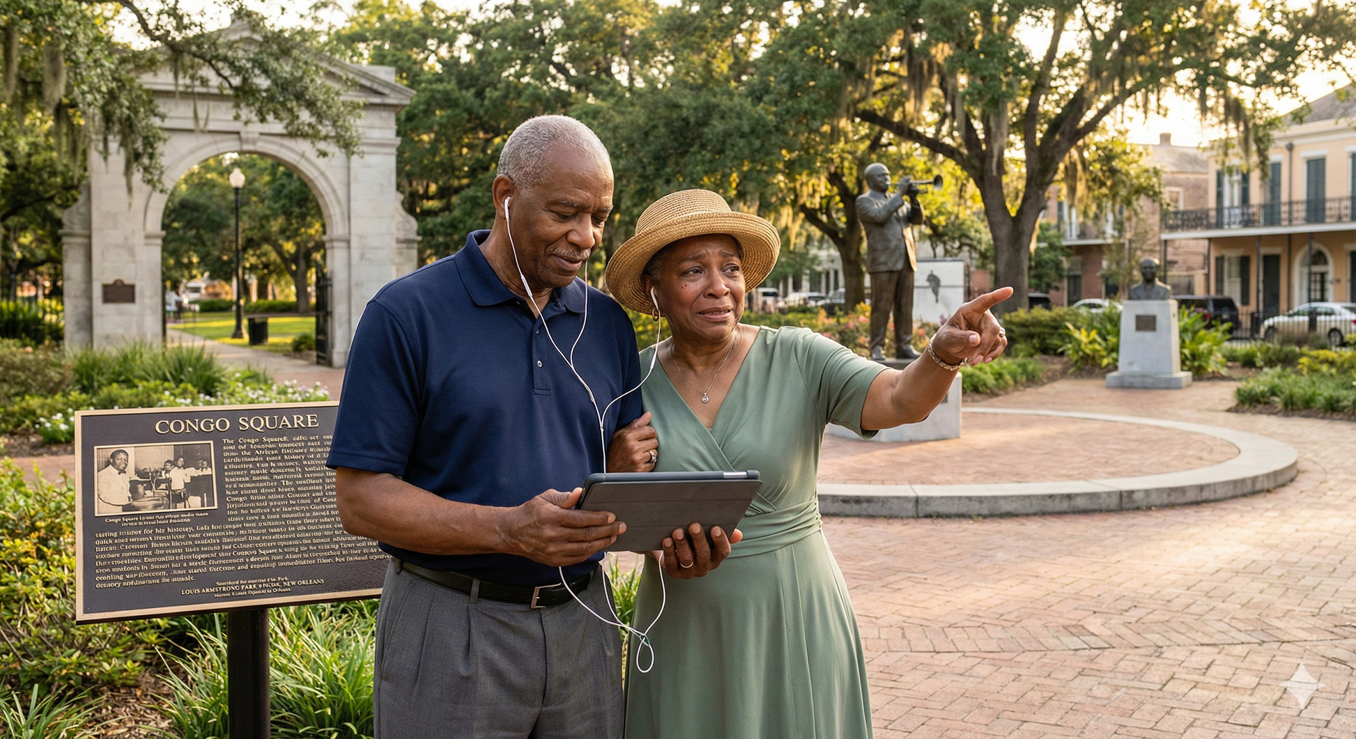 Self-guided audio tour of Louis Armstrong Park in New Orleans by Uvamai Niche Tourism, featuring park landmarks and historical sites.