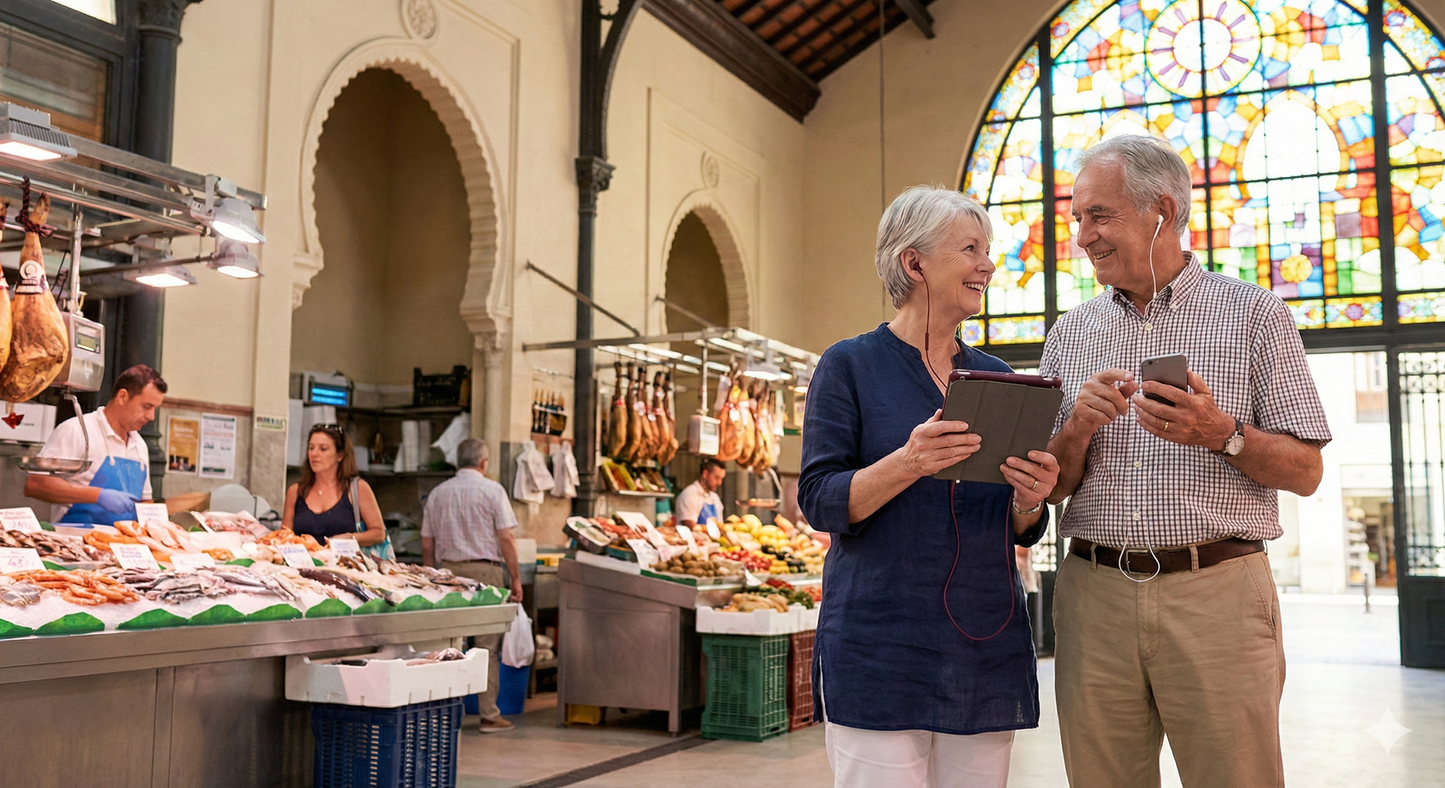Audio tour guide for Malaga, featuring historic marketplace Mercado Central de Atarazanas, by Uvamai Niche Tourism.