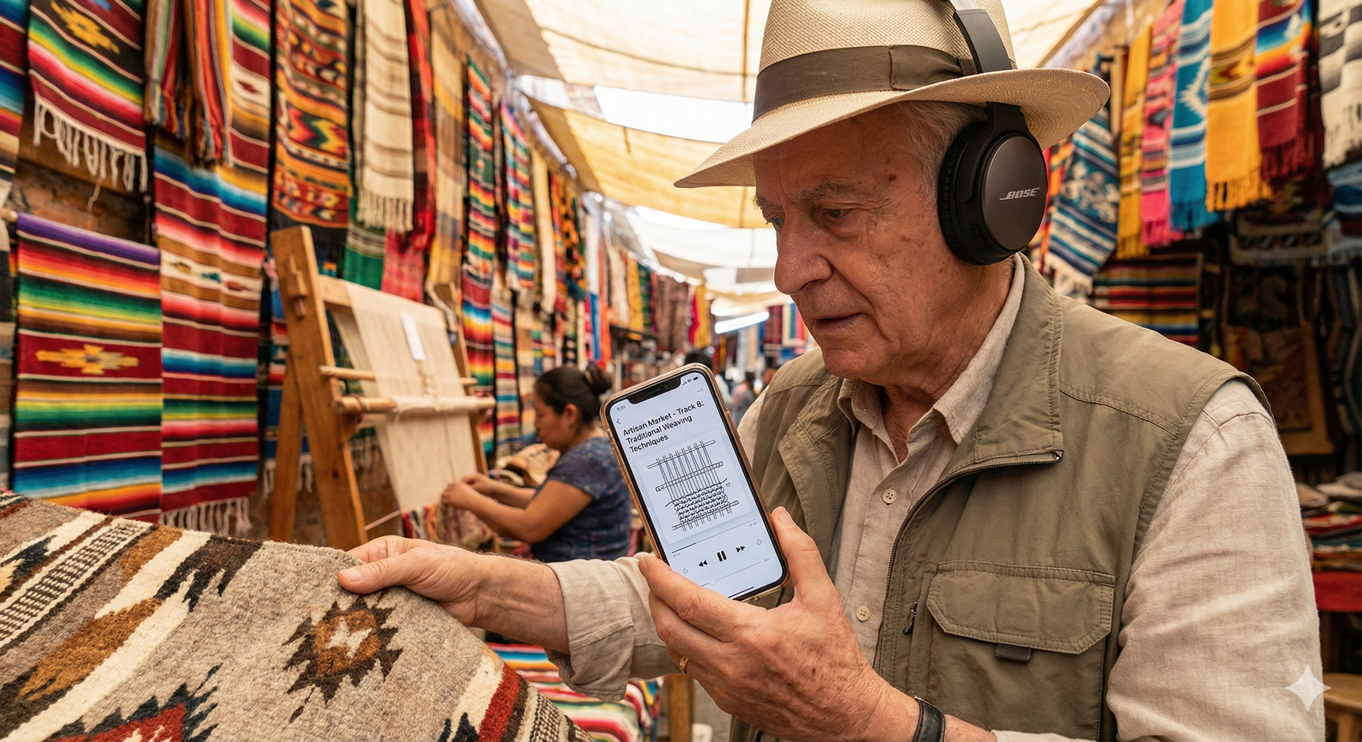 Self-guided audio tour by Uvamai Niche Tourism showcasing San Miguel de Allende artisan textiles and traditional crafts.