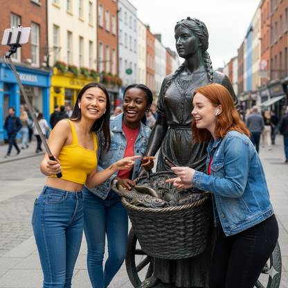 Self-guided audio tour of Dublin featuring Molly Malone statue, offered by Uvamai Niche Tourism.