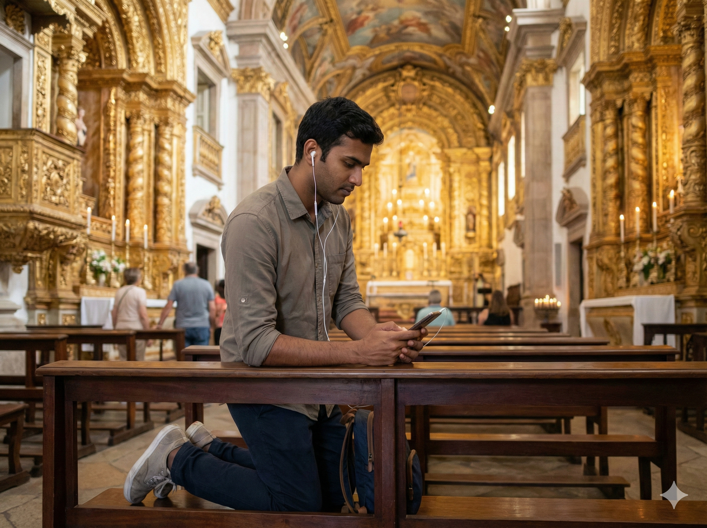 Self-guided audio tour of Rio de Janeiro featuring the Mosteiro de São Bento, with scenic views and historic architecture.