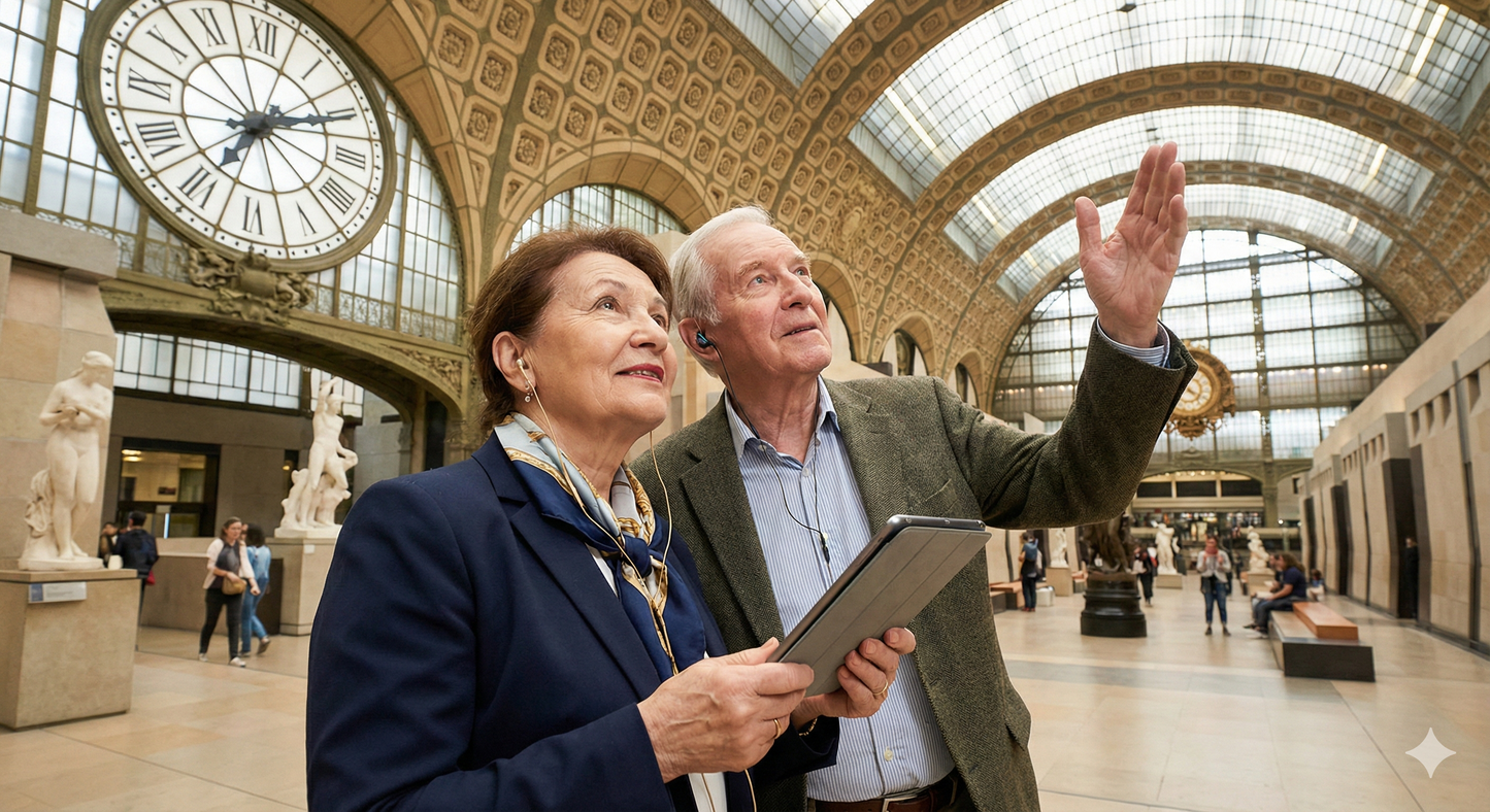 Self-guided audio tour of Musée d'Orsay in Paris by Uvamai Niche Tourism, featuring the museum's interior and artworks.