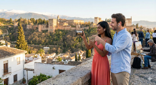 Mirador de San Nicolás in Granada, featuring scenic views of the Alhambra, captured in the Uvamai Niche Tourism self-guided audio tour image.