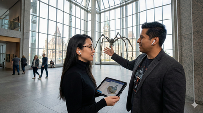 Audio tour guide for the National Gallery of Canada by Uvamai Niche Tourism, featuring images of the gallery's interior and artwork.