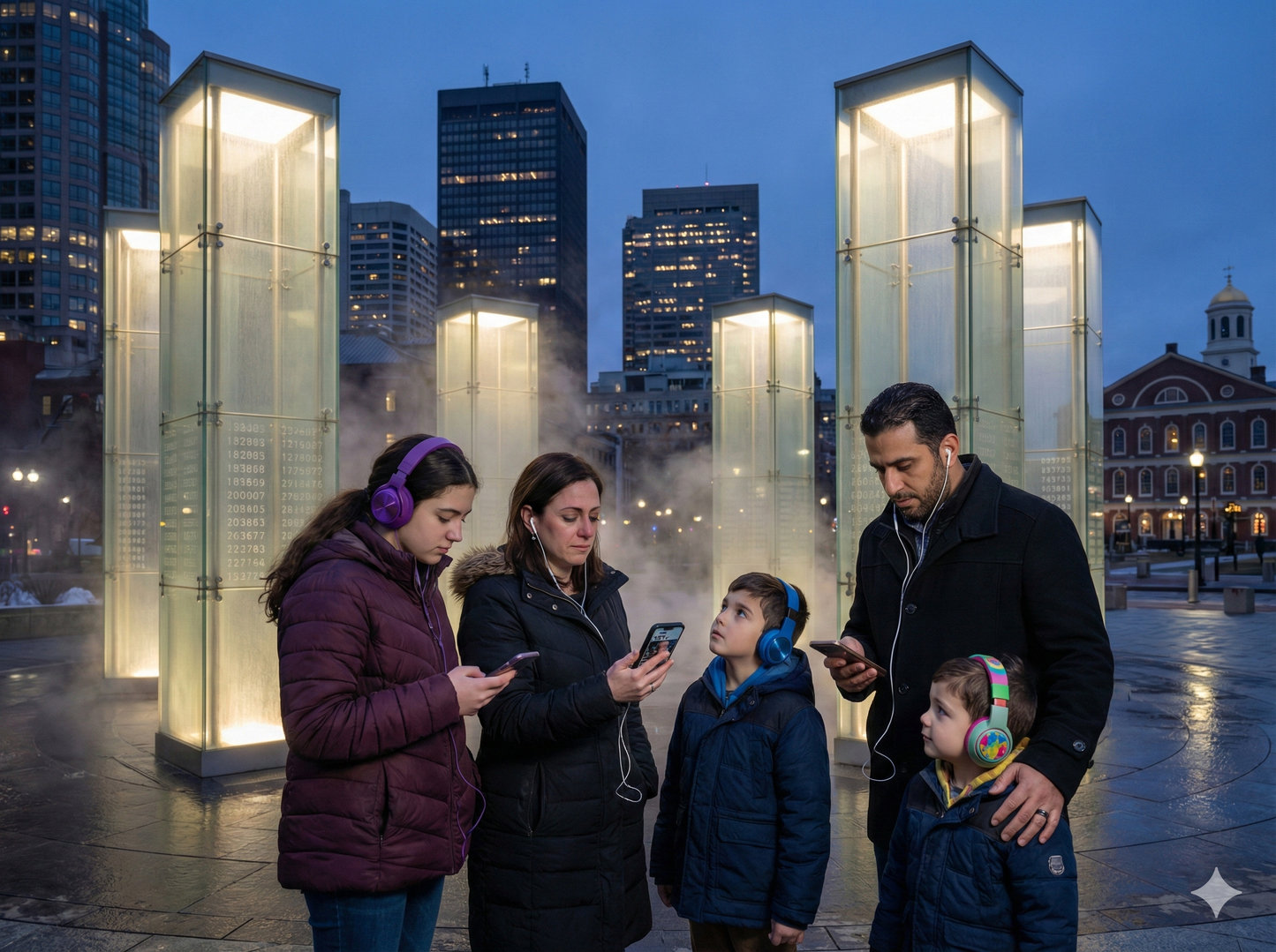 Self-guided audio tour of Boston Holocaust Memorial by Uvamai Niche Tourism, featuring the memorial's reflective design and surrounding area.
