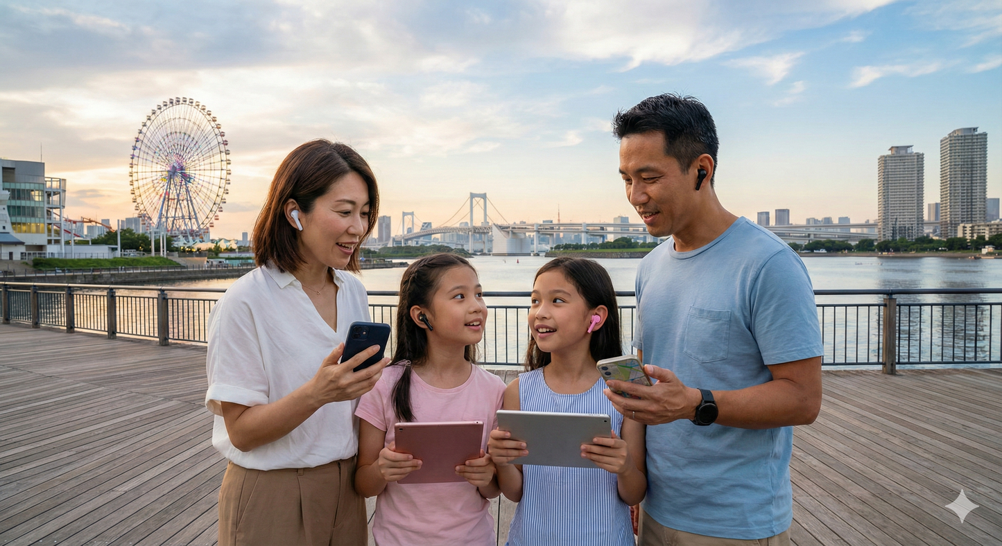 Self-guided audio tour of Tokyo's Odaiba district by Uvamai Niche Tourism, featuring iconic landmarks and scenic views.