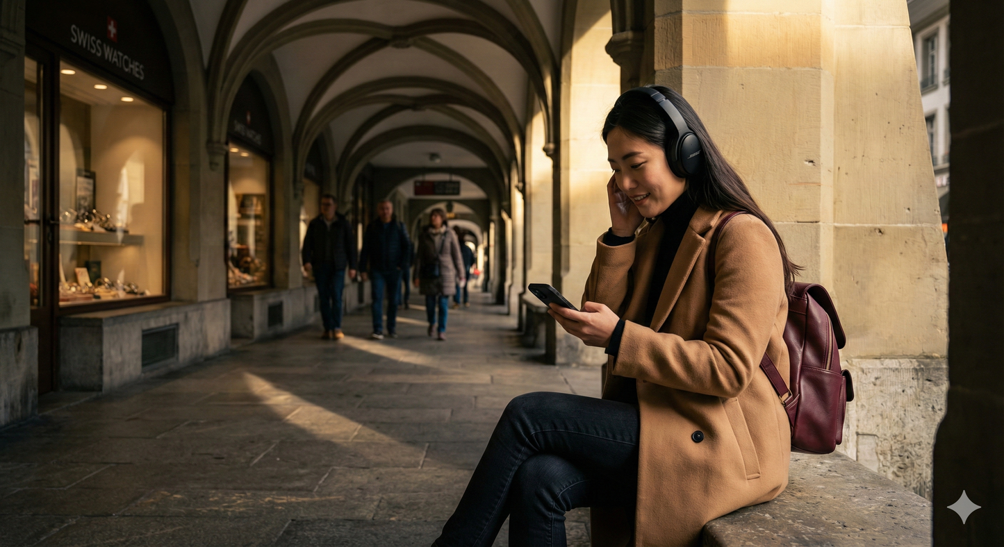 Self-guided audio tour by Uvamai Niche Tourism featuring historic city arcaded walkways and ancient architecture.