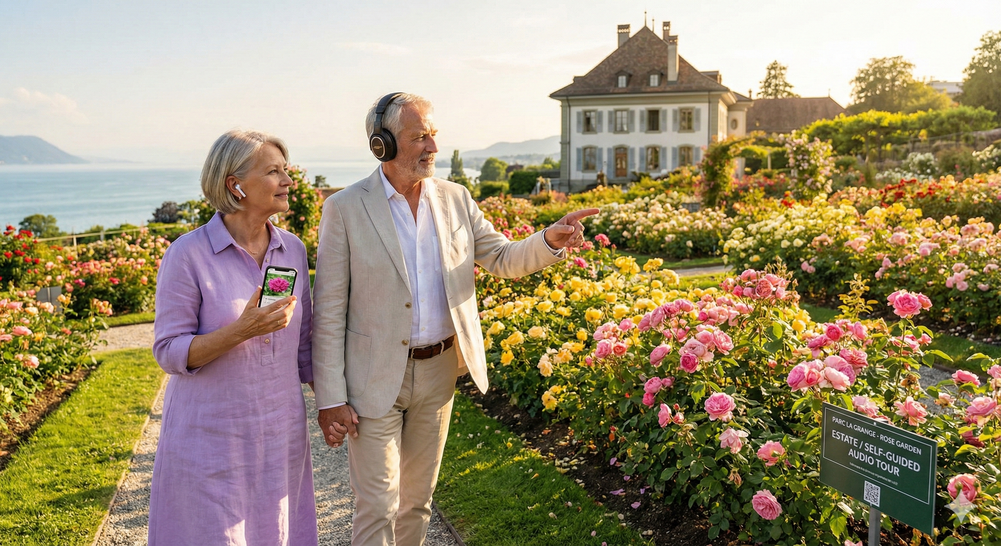 Self-guided audio tour by Uvamai Niche Tourism featuring scenic views and landmarks at Parc La Grange in Geneva.
