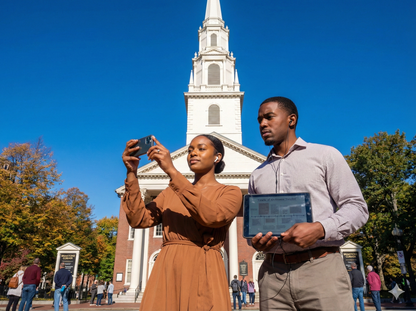 Self-guided audio tour of Boston with Uvamai Niche Tourism, featuring images of historic Park Street Church in Boston.